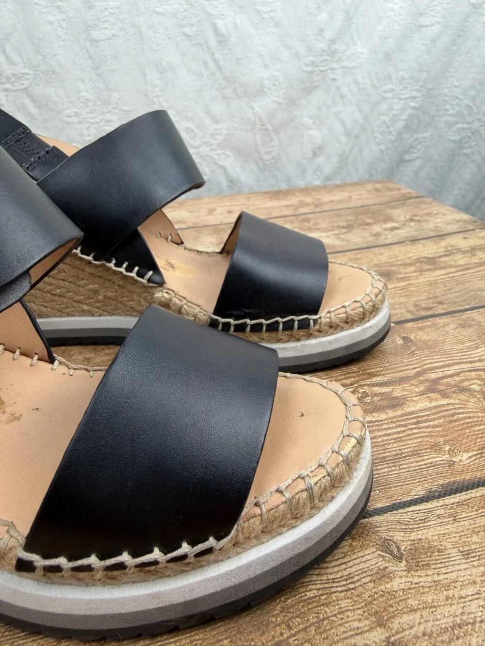 Tommy Hilfiger Women’s Size 6 Black Espadrille Wedge Sandals Bow Ankle Strap